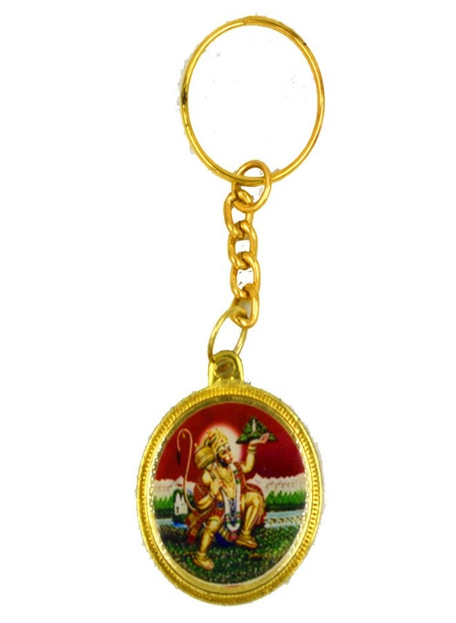 AFH Flying Lord Om Hanuman Golden Plated Religious Key Chain - Image 1
